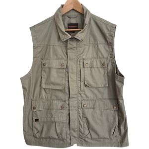 Northwest Territory Hunting Fishing Vest Mens Size M Olive Snap Pockets Full Zip